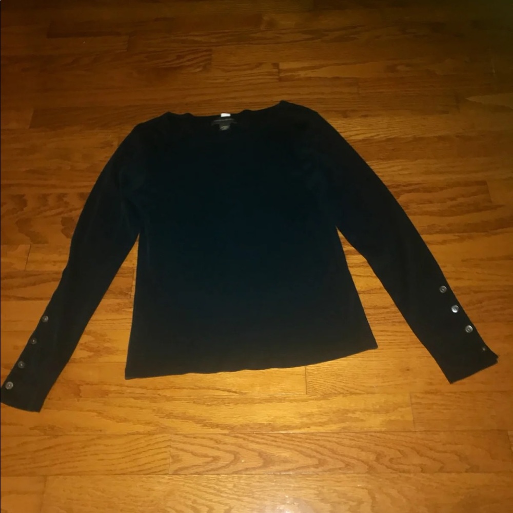 Banana Republic Long Sleeve Black T-Shirt w Button